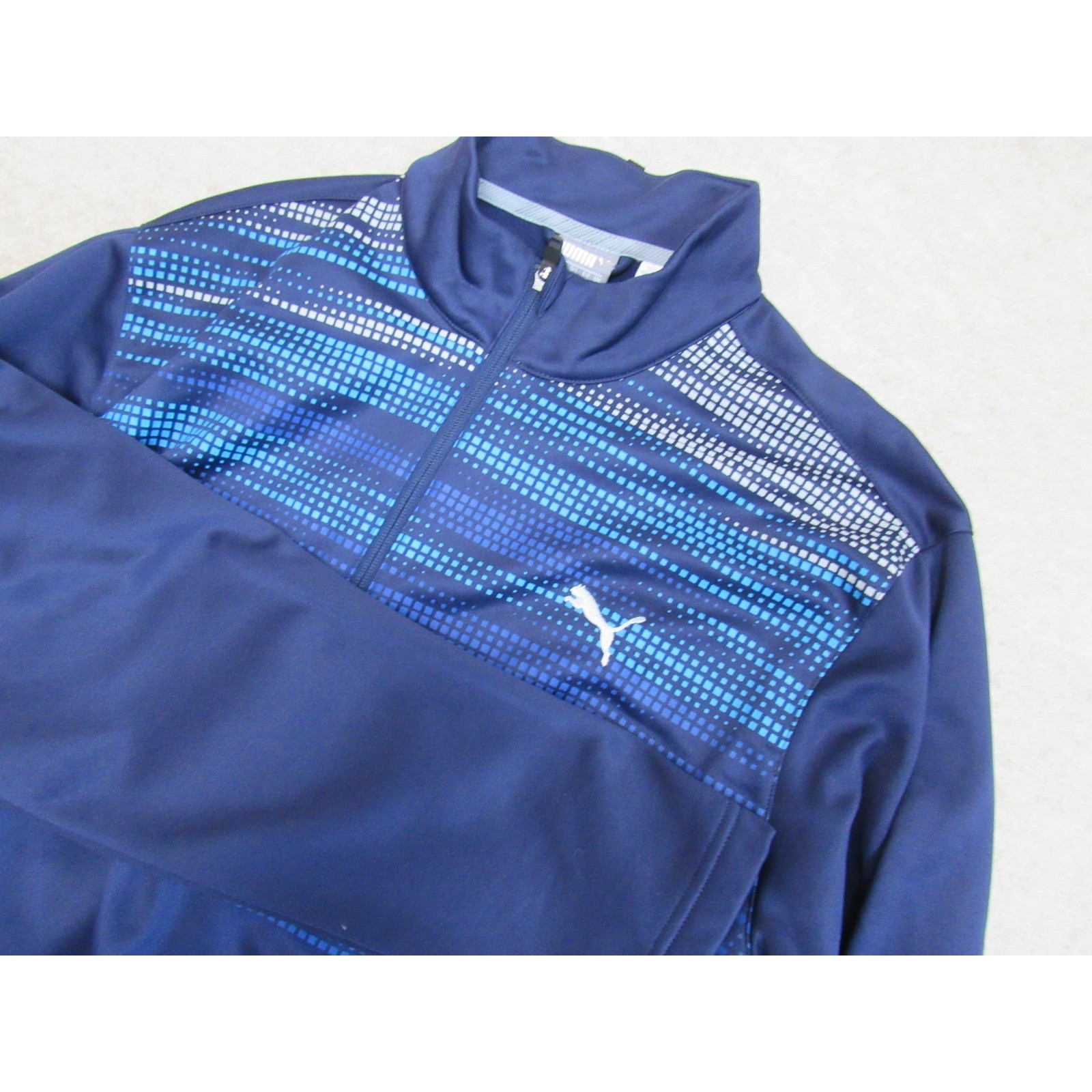 Puma Mens WarmCell Quarter Zip Pullover Navy Blue Pixel Graphic 572364 XXL