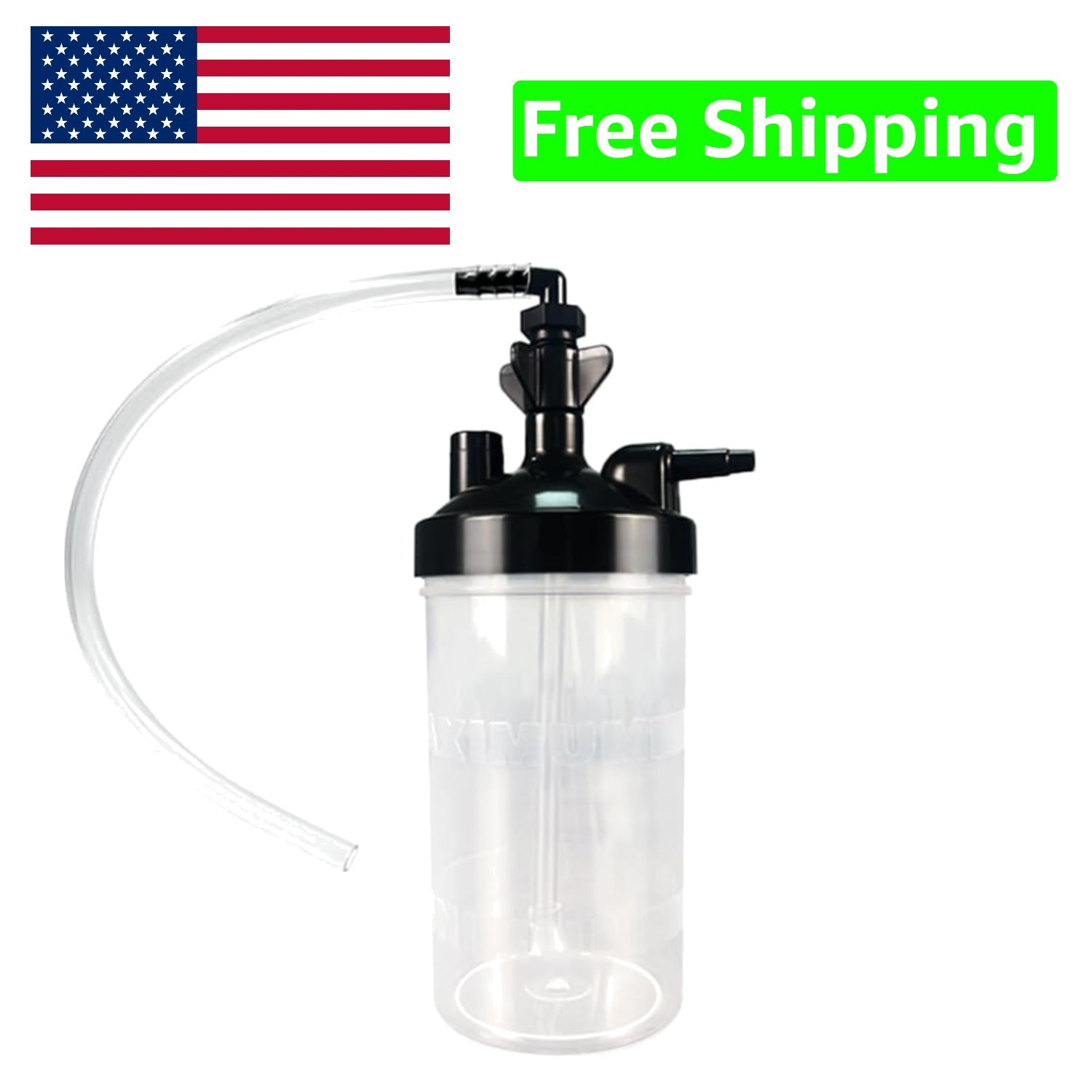 Oxygen Humidifier Bottle for 1 pk & Right Angle Bottle Elbow & 12'' Adapter T...