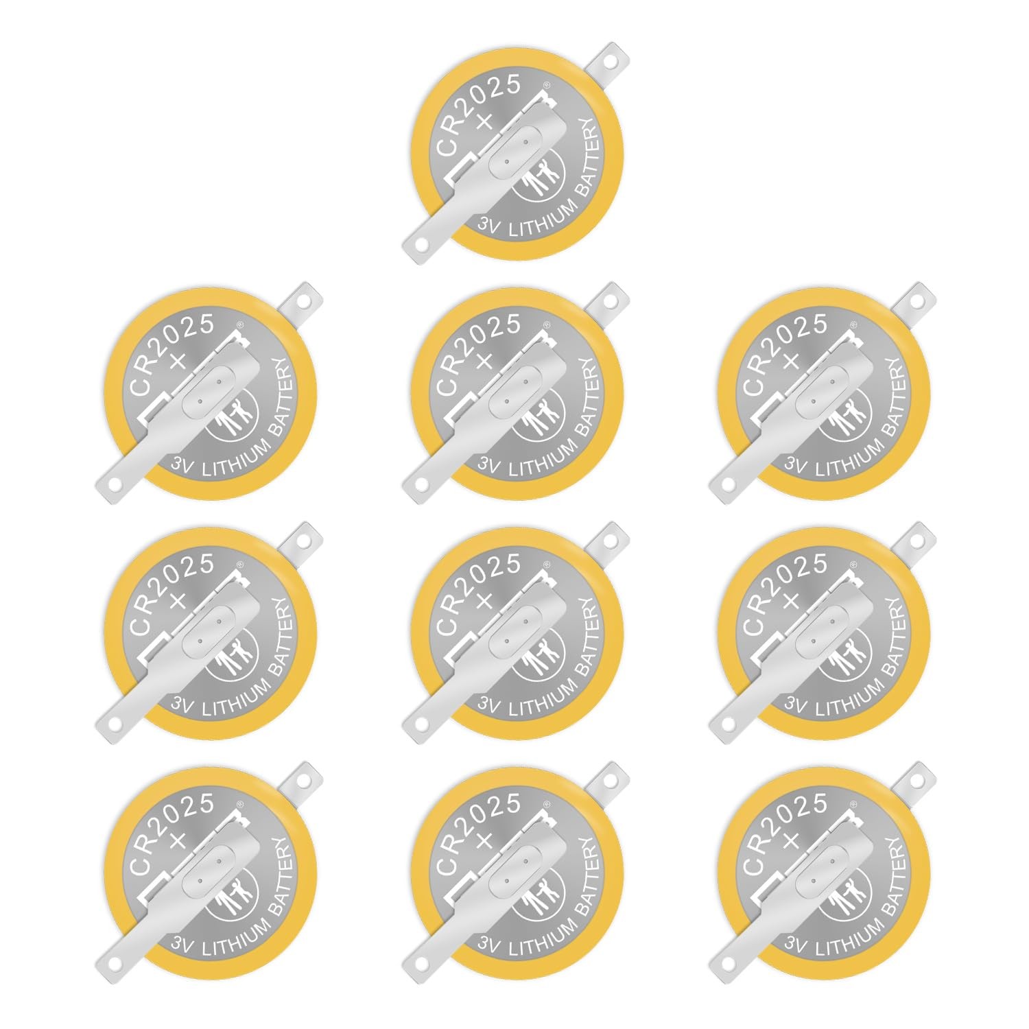 EEMB Tabbed CR2025 3V Lithium Battery with Solder Tabs 10-Pack CR 2025 Coin C...