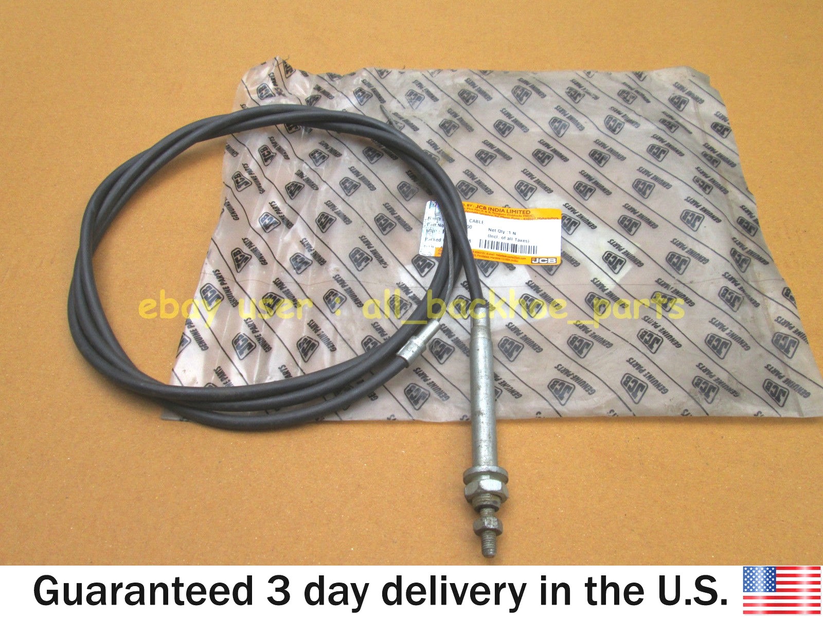 JCB BACKHOE - GENUINE JCB BONNET RELEASE CABLE CONTROL (PART NO. 910/28700)