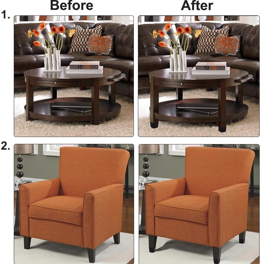 2 inch Sofa Legs Plastic Feet for Furniture Legs Riser Square Set of 4 with M8 H