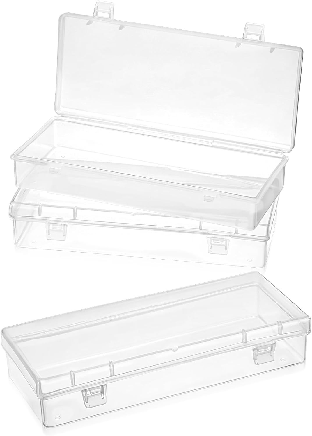 Small Rectangle Storage Containers 3pcs with Hinged Lid for Beads and Crafts