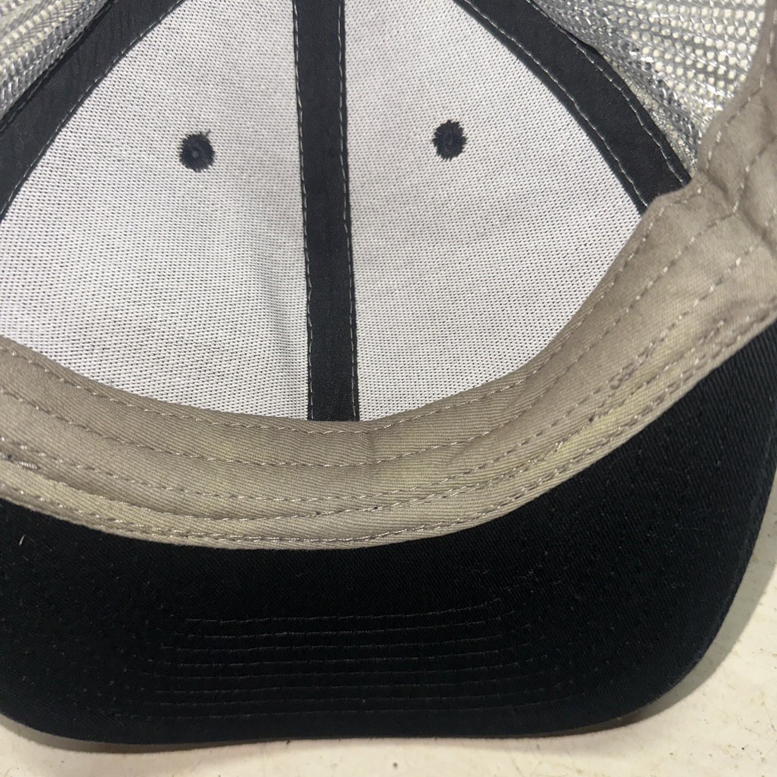 VMC Fishing Hooks Black Trucker Hat Adjustable Snapback Structured Gray Mesh