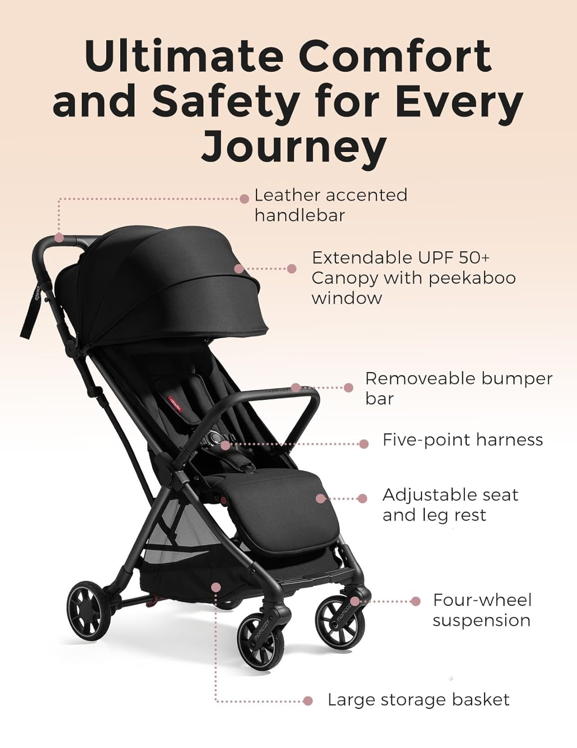 Clickgo Lightweight Stroller, Compact Travel Stroller for Airplane with One-Clic