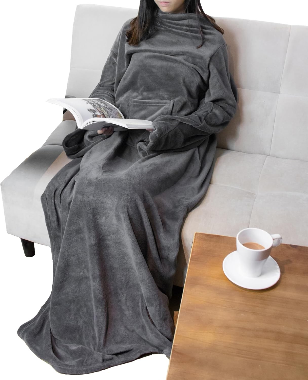 Wearable Blanket with Sleeves Fleece Adult Women
