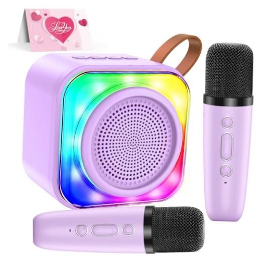 Karaoke Machine with 2 Microphones for Kids, Toys Birthday Gifts for Purple