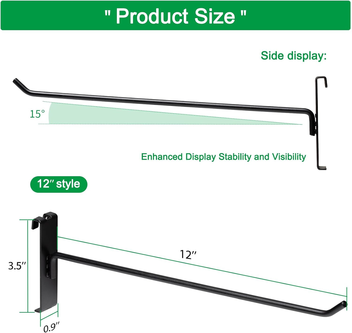 40 PCS 12 Inch Gridwall Hooks Grid Panel Hanging Display Retail Black