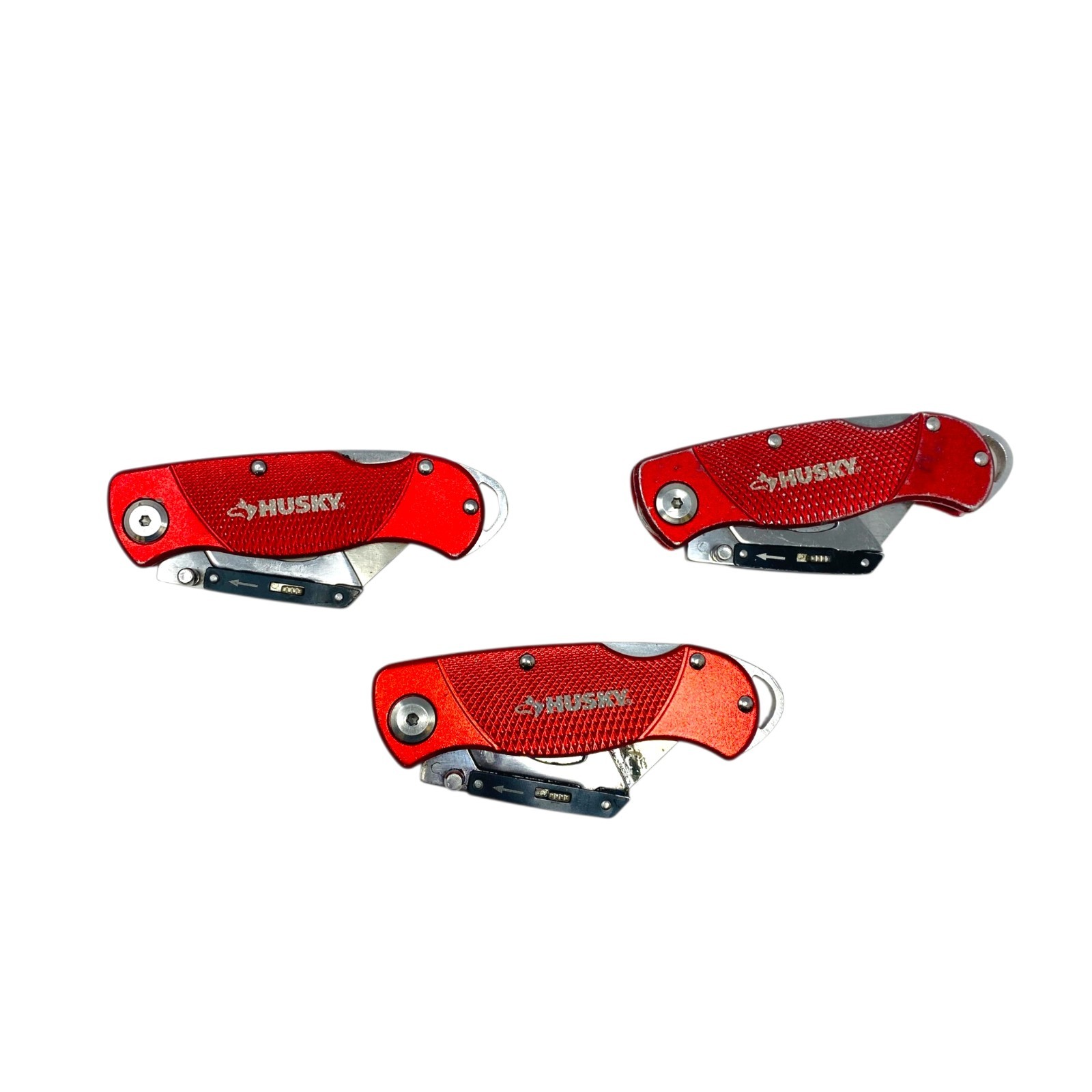 Husky Folding Utility Knife Box Cutter Red Textured Handle Lot of 3