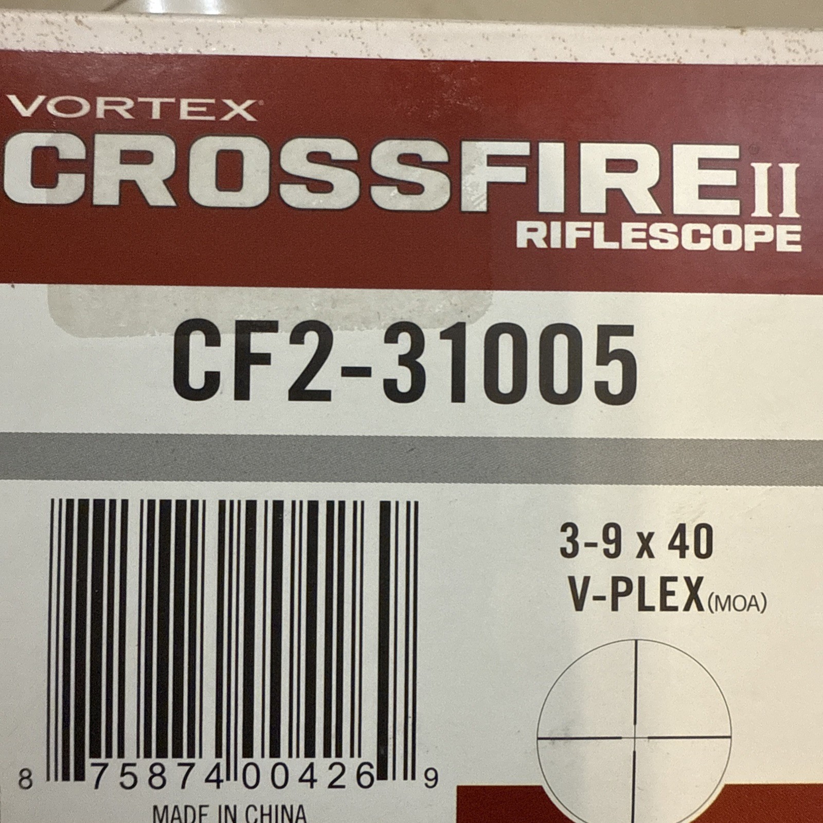 Vortex Crossfire II 3-9x40 Rifle Scope V-Plex Reticle CF2-31005