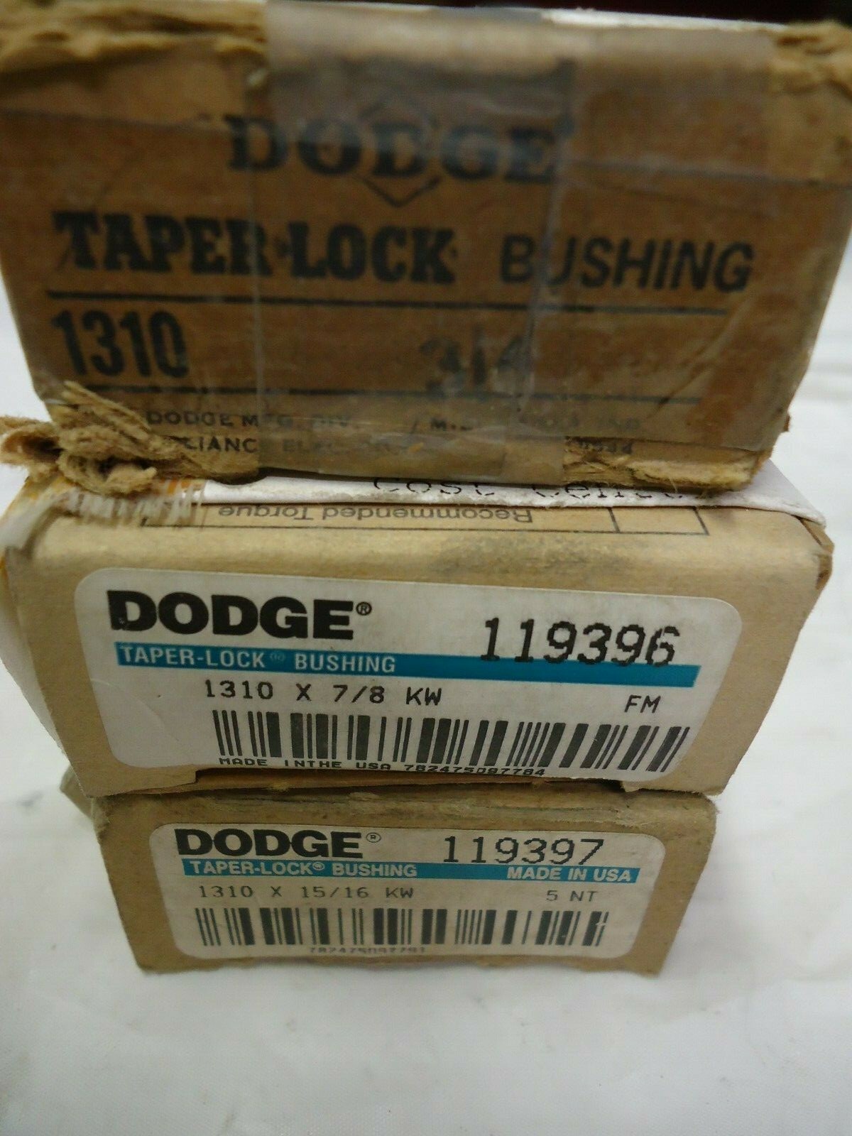 DODGE 1310 X 3/4 & 7/8 & 15/16 KW "NEW" LOT OF THREE 119396 & 119397