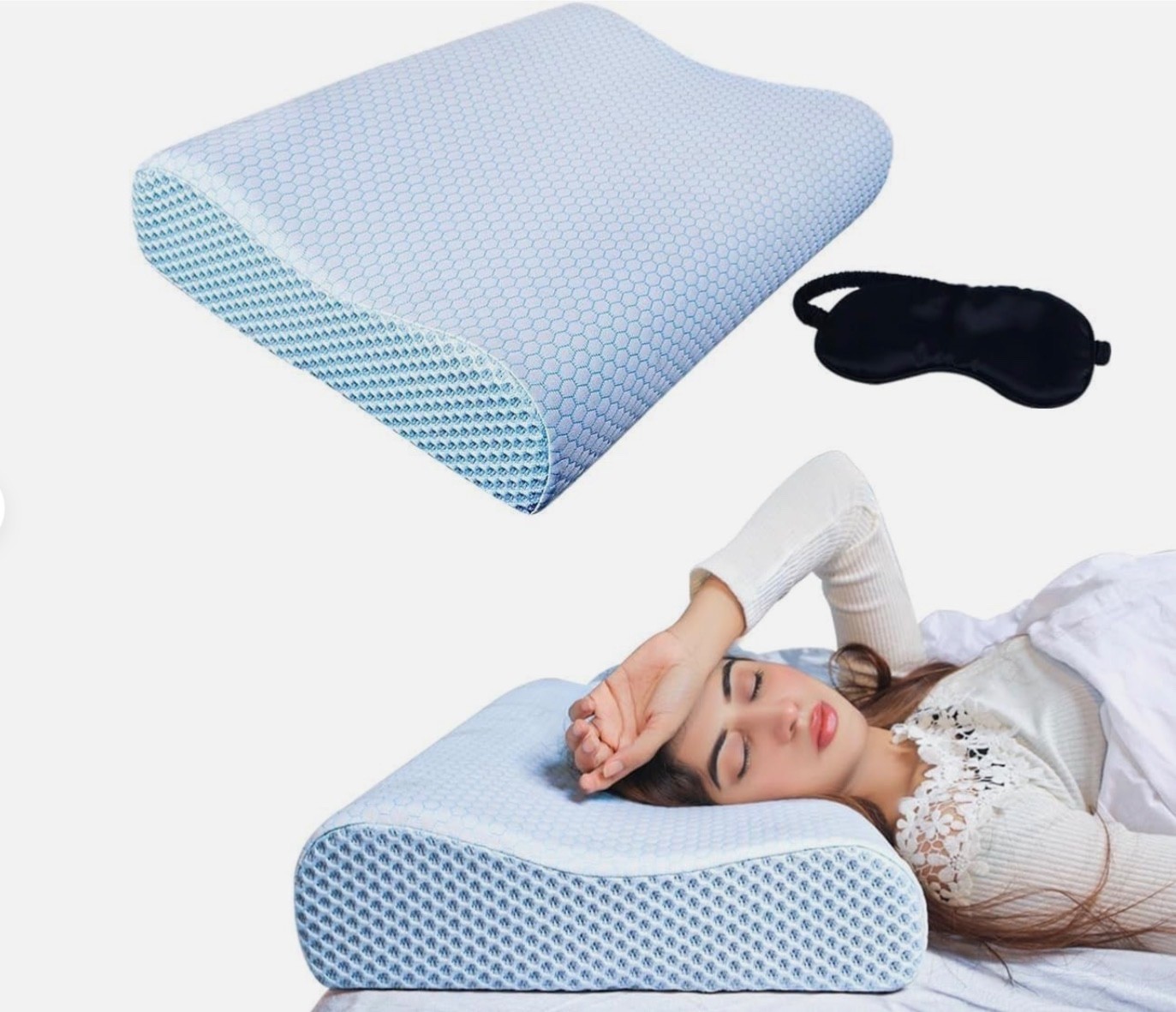 Memory Foam Sleep Pillow Contour Cervical Neck Support Hypoallergenic