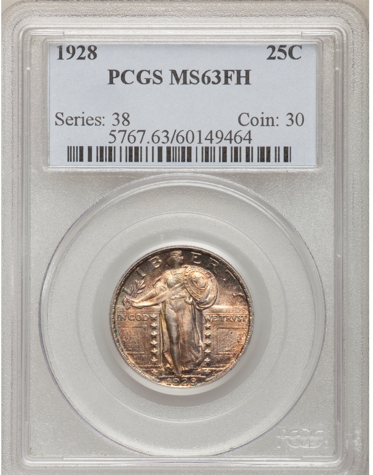 1928 25C Full Head PCGS MS63 Silver Coin