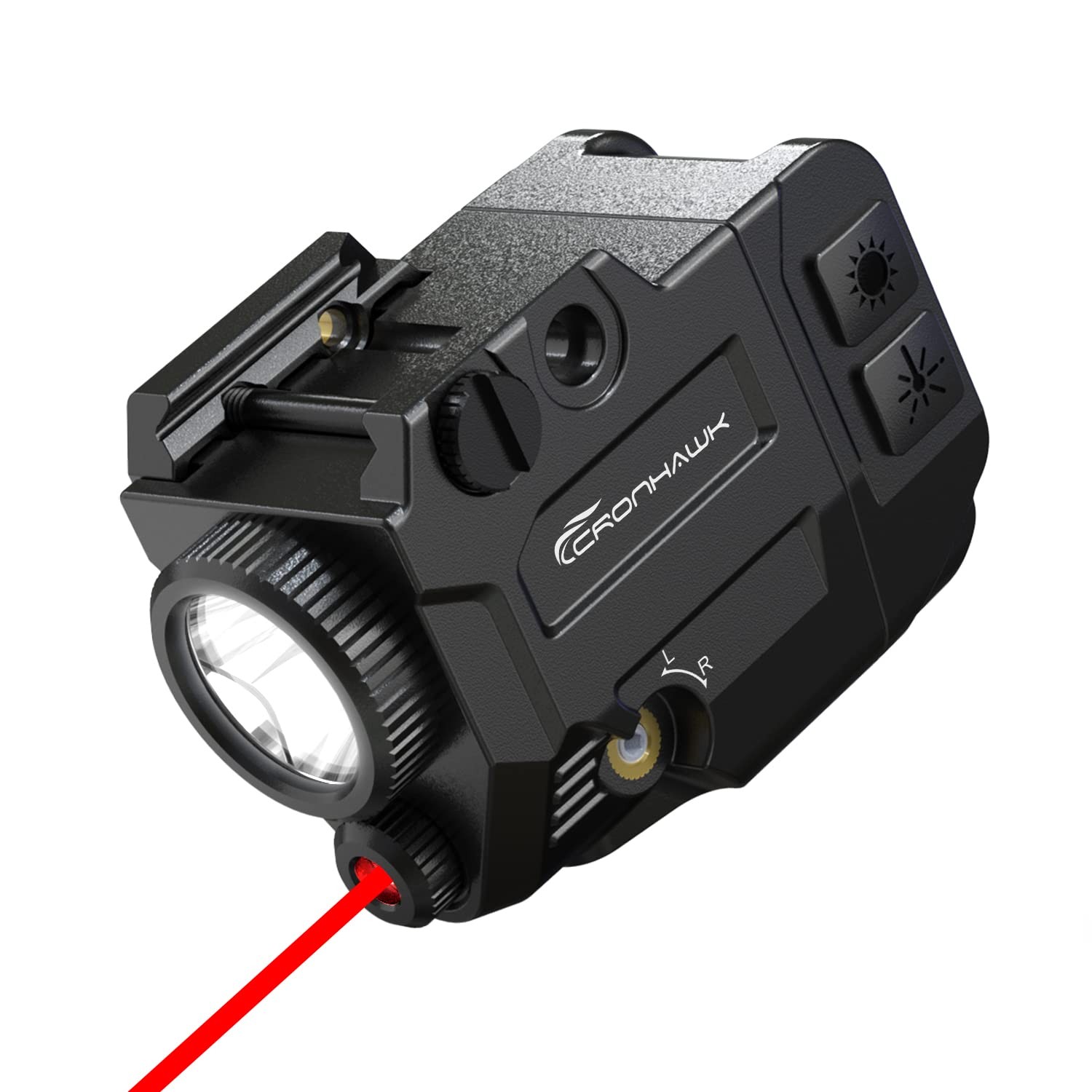 CRONHAWK 500 Lumens Tactical Weapon Flashlights 500lm Red Laser Light Combo