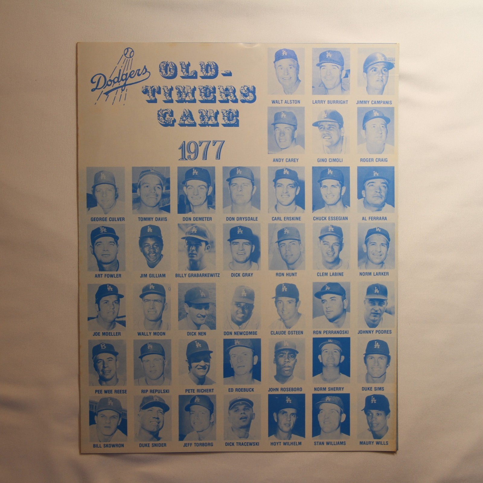 Vintage SET OF 3 - 1977 Los Angeles Dodgers Old-Timers Game, Souvenir Handout