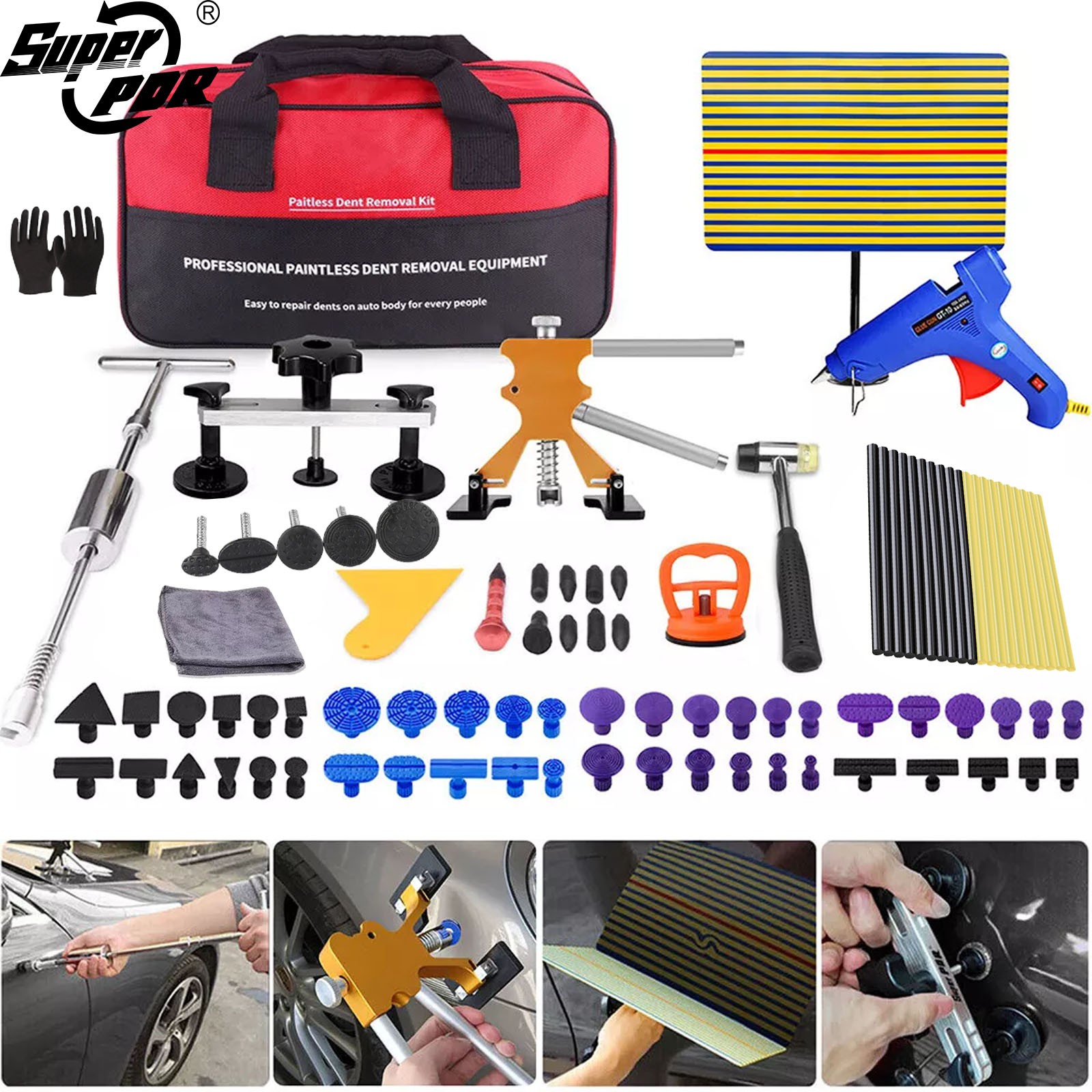 Car Body Dent Puller Bridge Lifter 97PCS Paintless Hail Dent Remover Repair Kits