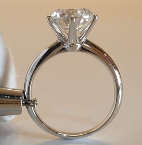 7.20 Ct Treated Off White Certified Diamond Solitaire Band Ring In 925 Silver