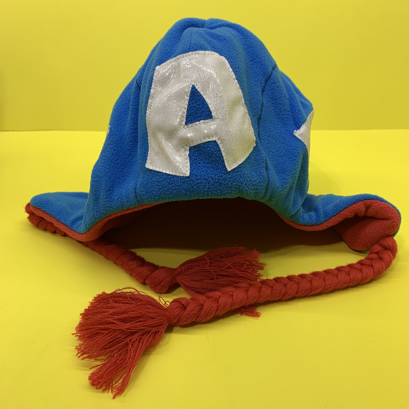 Captain America Laplander Beanie Hat Boys One Size Marvel Red White Blue