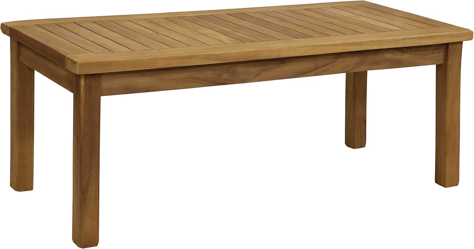 45-Inch Solid Teak Outdoor Coffee Table - Light Brown Finish