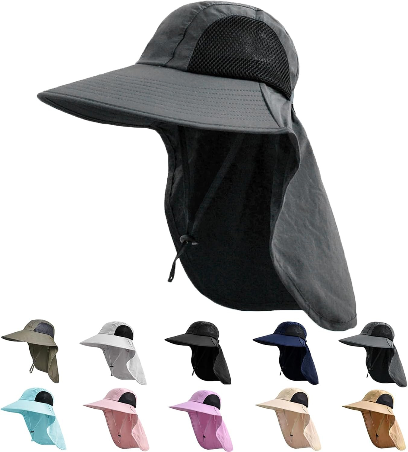 Sun Hat for Men Women with Neck Flap,Upf 50+ UV Protective Hiking Fishing Hats,W