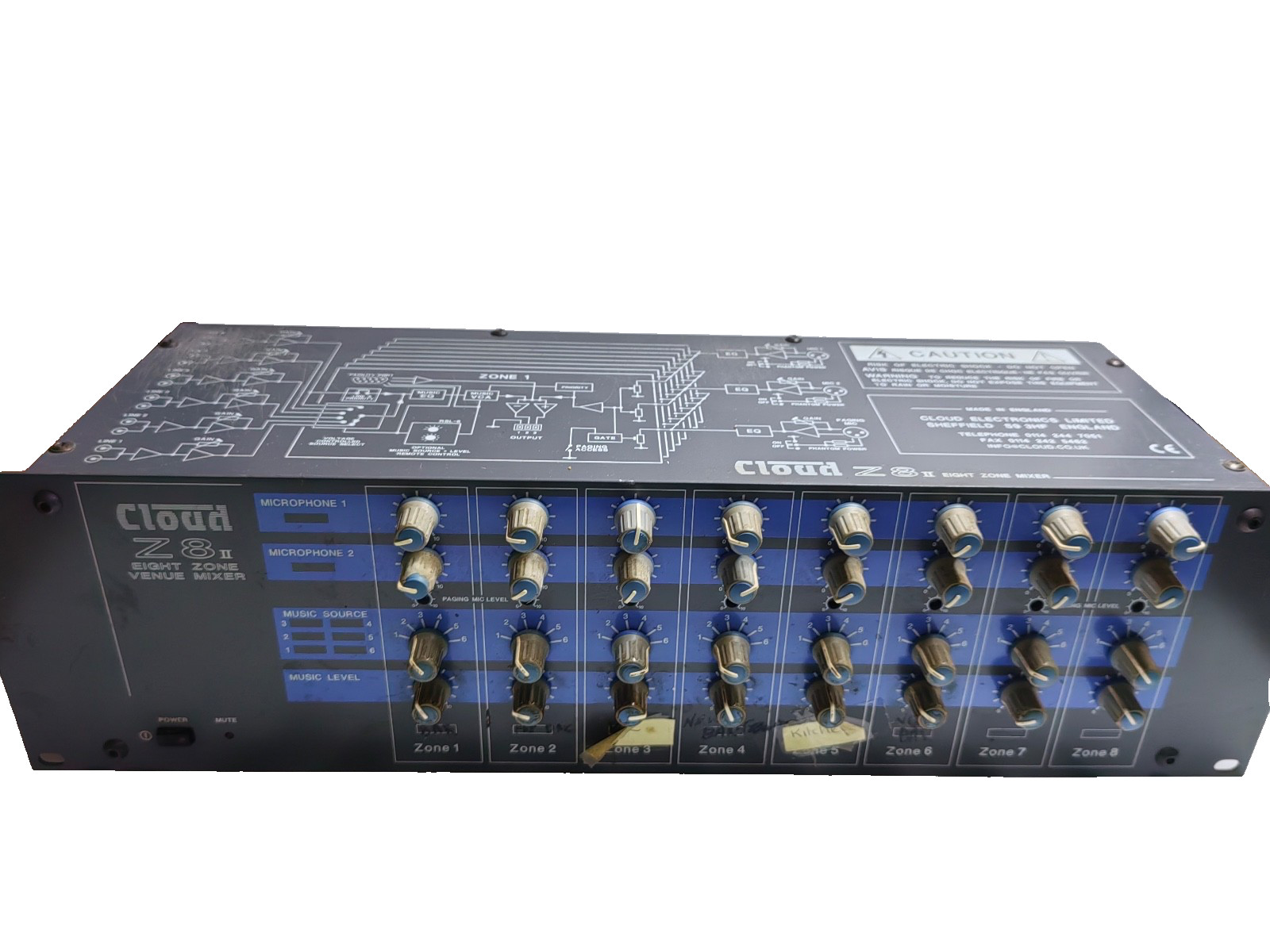 Cloud Electronics Z8ii Eight Zone Venue Mixer 19" Rack Mountable