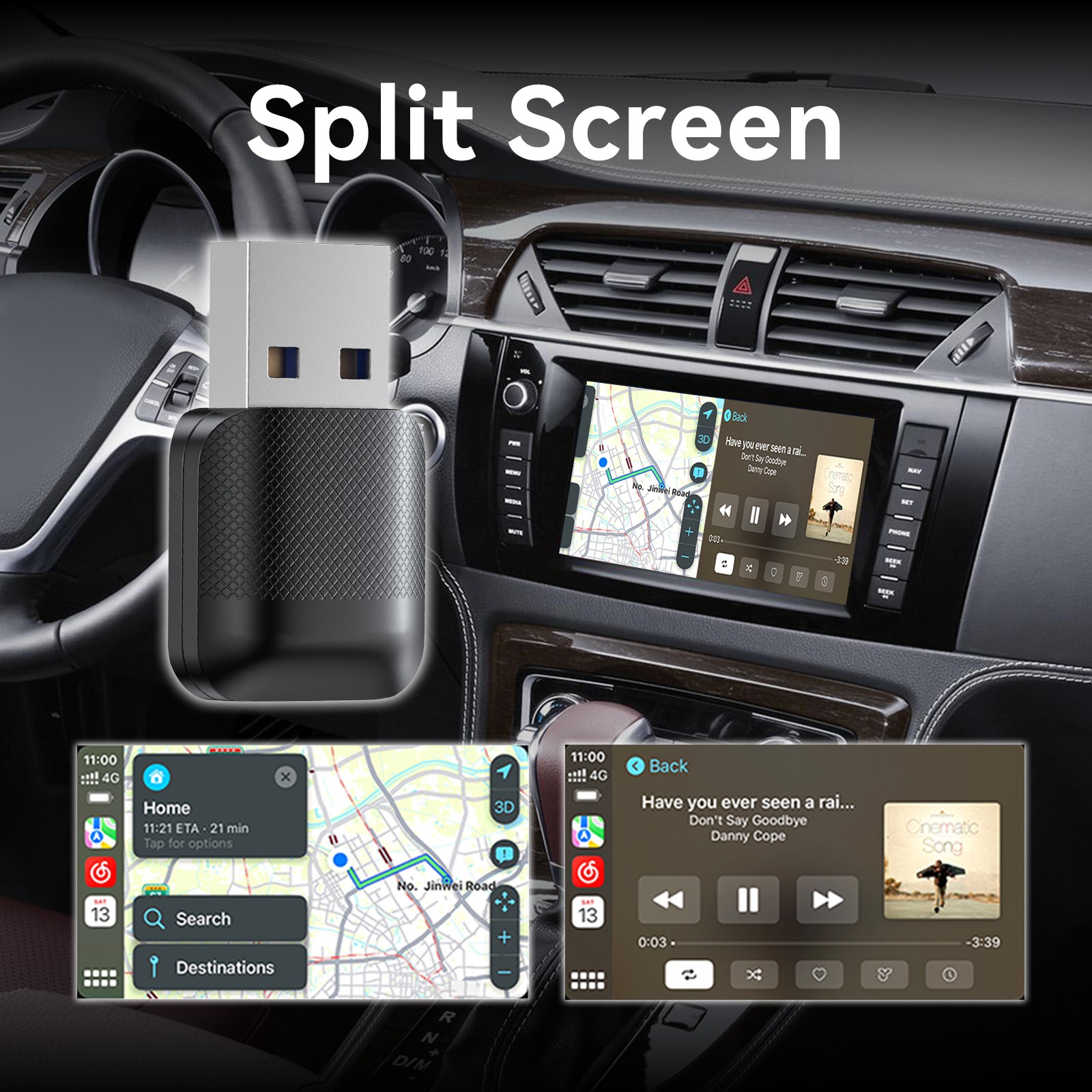 2 In1 Wireless Carplay&Android Auto Box Wired To Wireless Carpay Mini Adapter