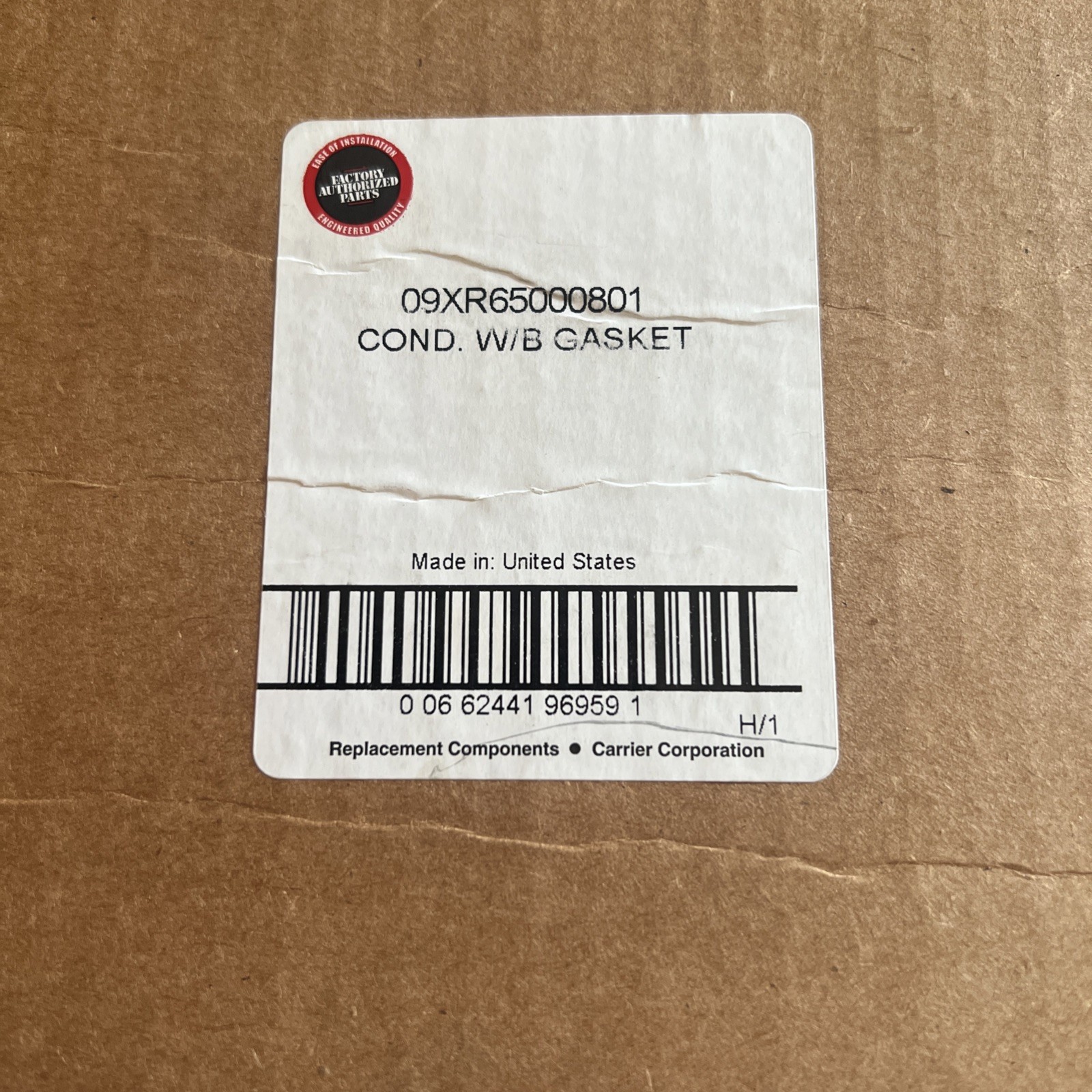 09xr65000801 Carrier Oem Gasket New In Sealed Box