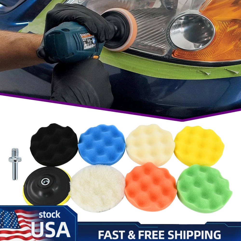 9Pcs 5 Inch Polishing Pads Sponge Waxing Foam Buffing Kit Car Polisher for Drill