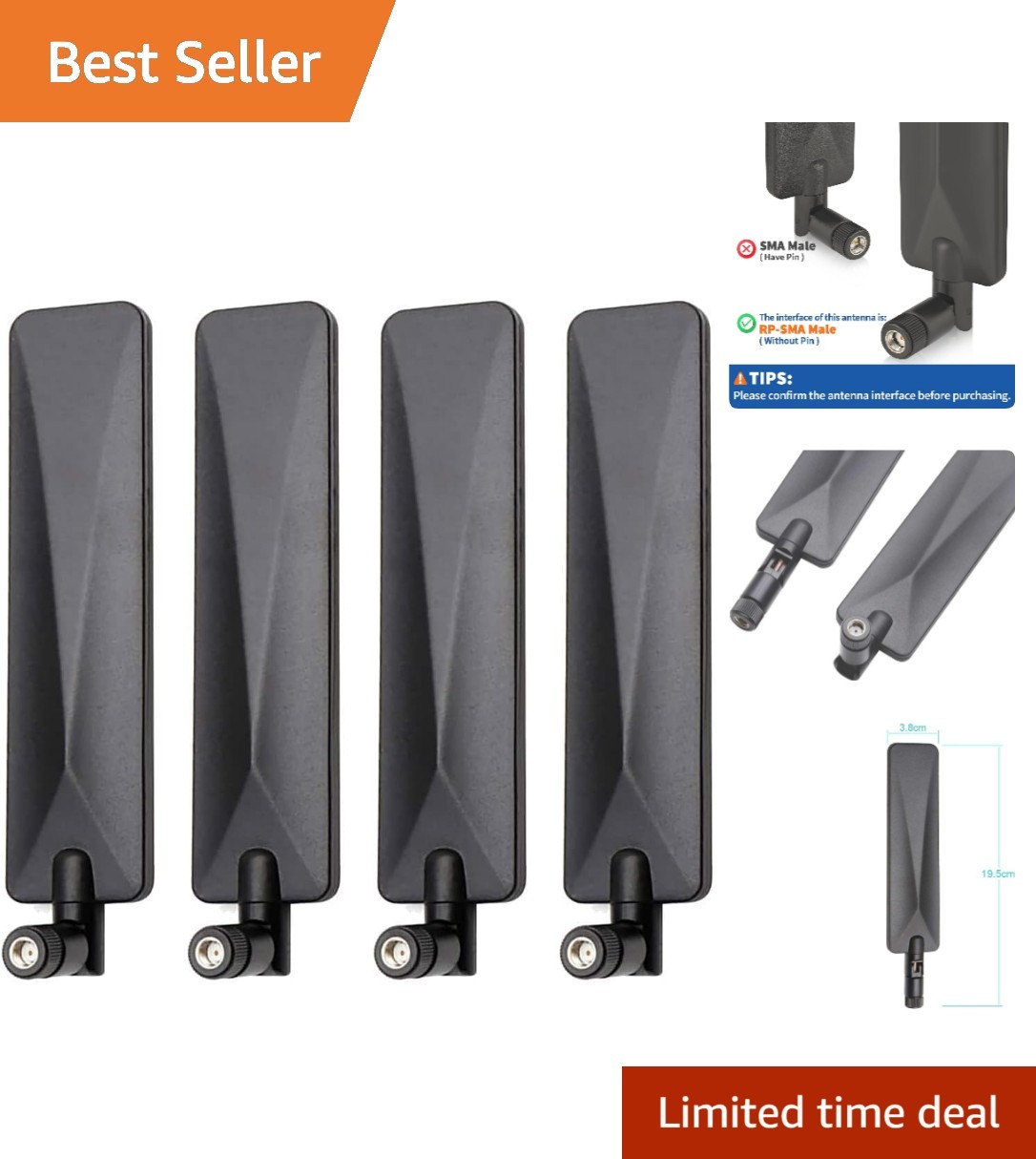 4G LTE Trail Camera Signal Boosting Antennas - 9dBi, 4-Pack for Outdoor Security