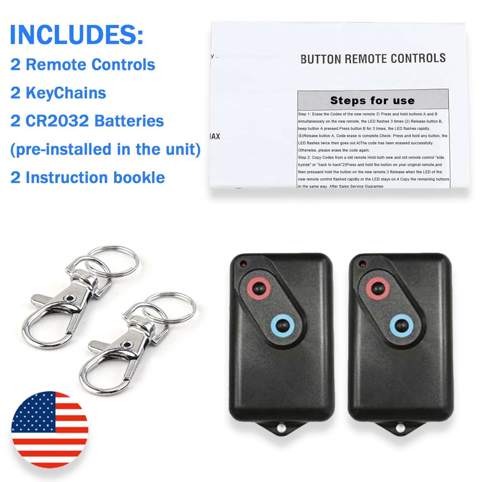 2PCS Garage Door Remotes for Guardain 2211-L 2211-L(TX) GDOR2B 2211 21230-L，New