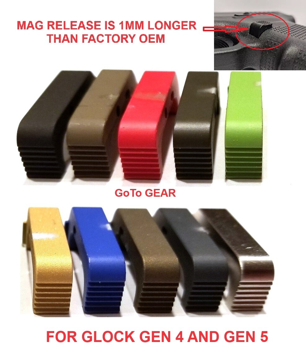 Polymer Extended Magazine Release For Glock Gen 4 and 5 Longer Than OEM By 1 mm