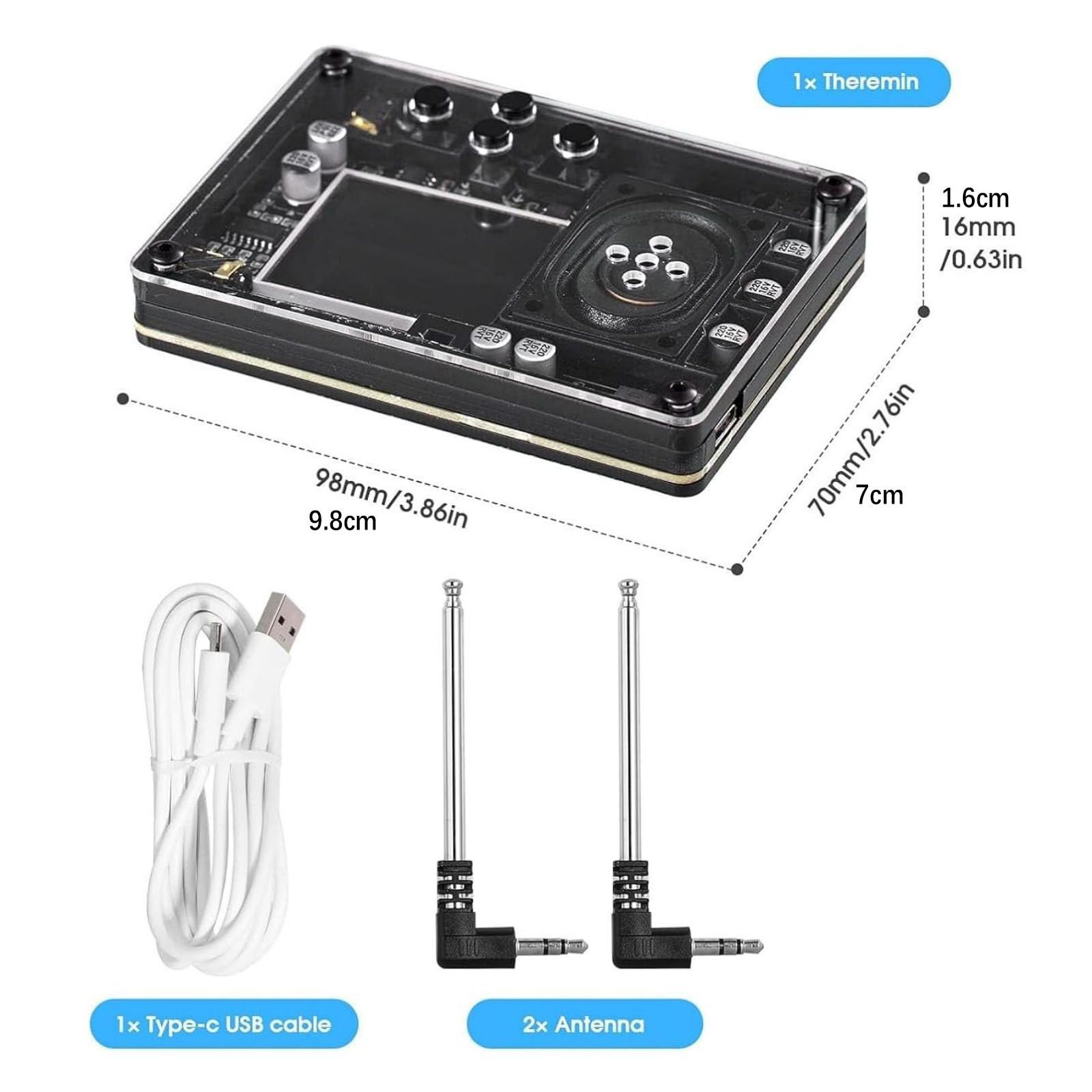 Mini Theremin Musical Electronic Creative Instrument OLED Color Screen Display