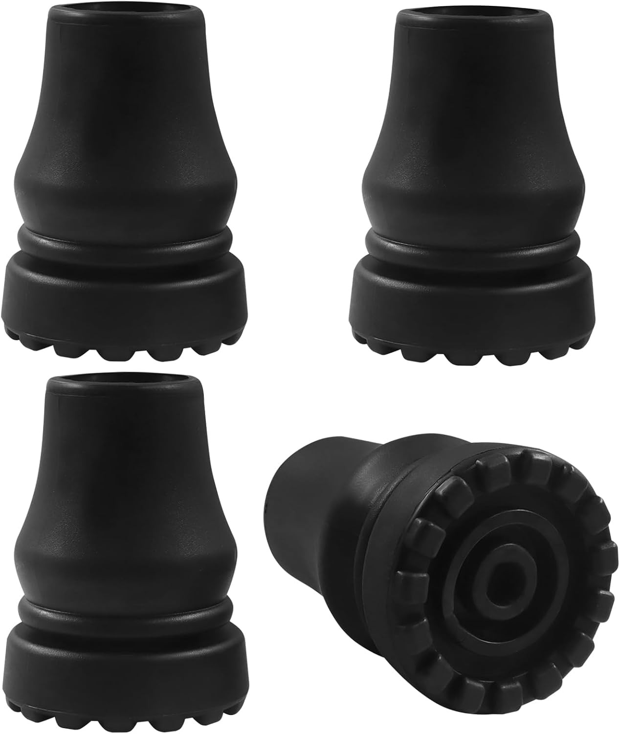 4 Pack 7/8 Inch Rubber Cane Tips - Walking Cane Tips with Reinforced Core for St