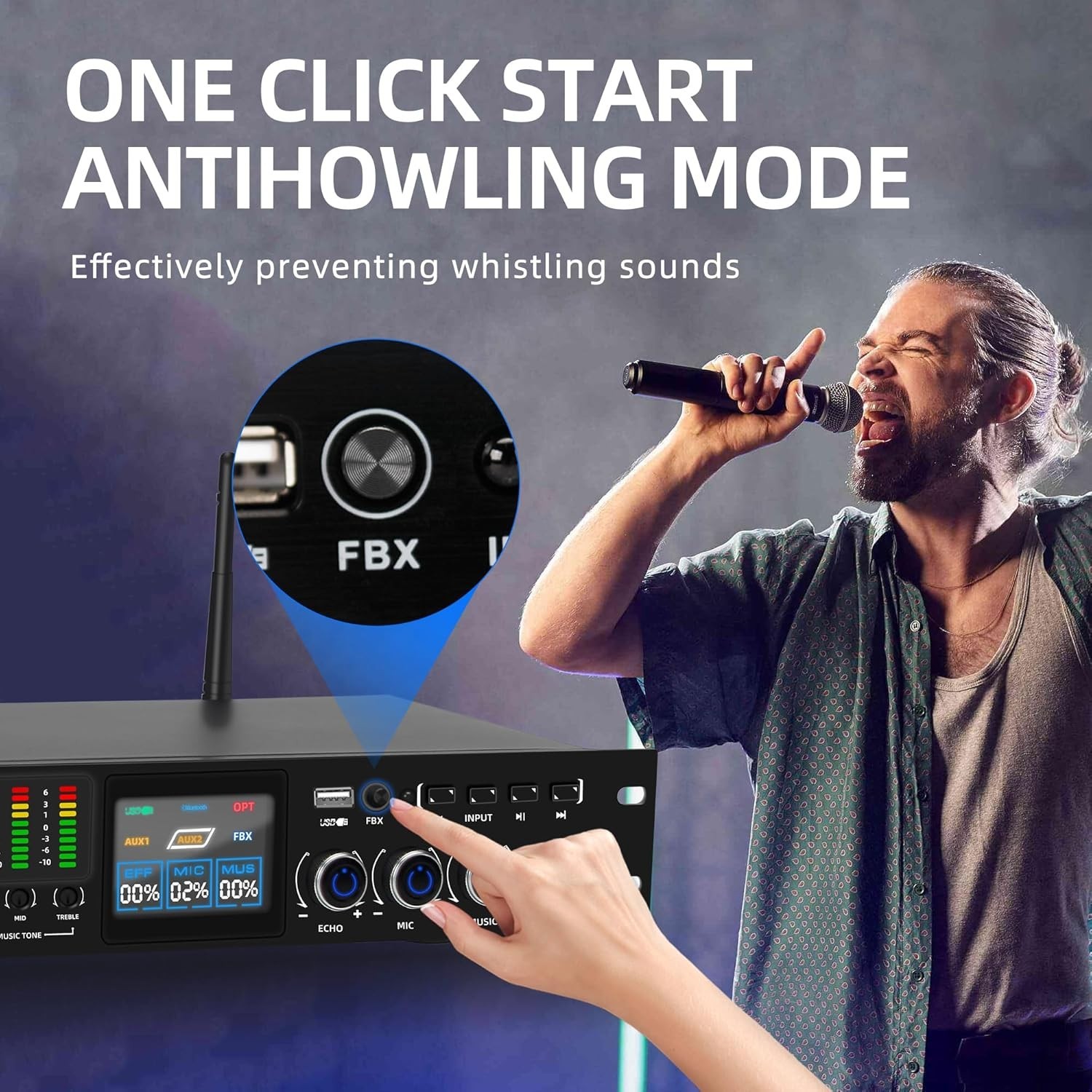 K-6 Professional KTV Digital Pre-Stage Effector Anti-Howling Audio Processor Kar