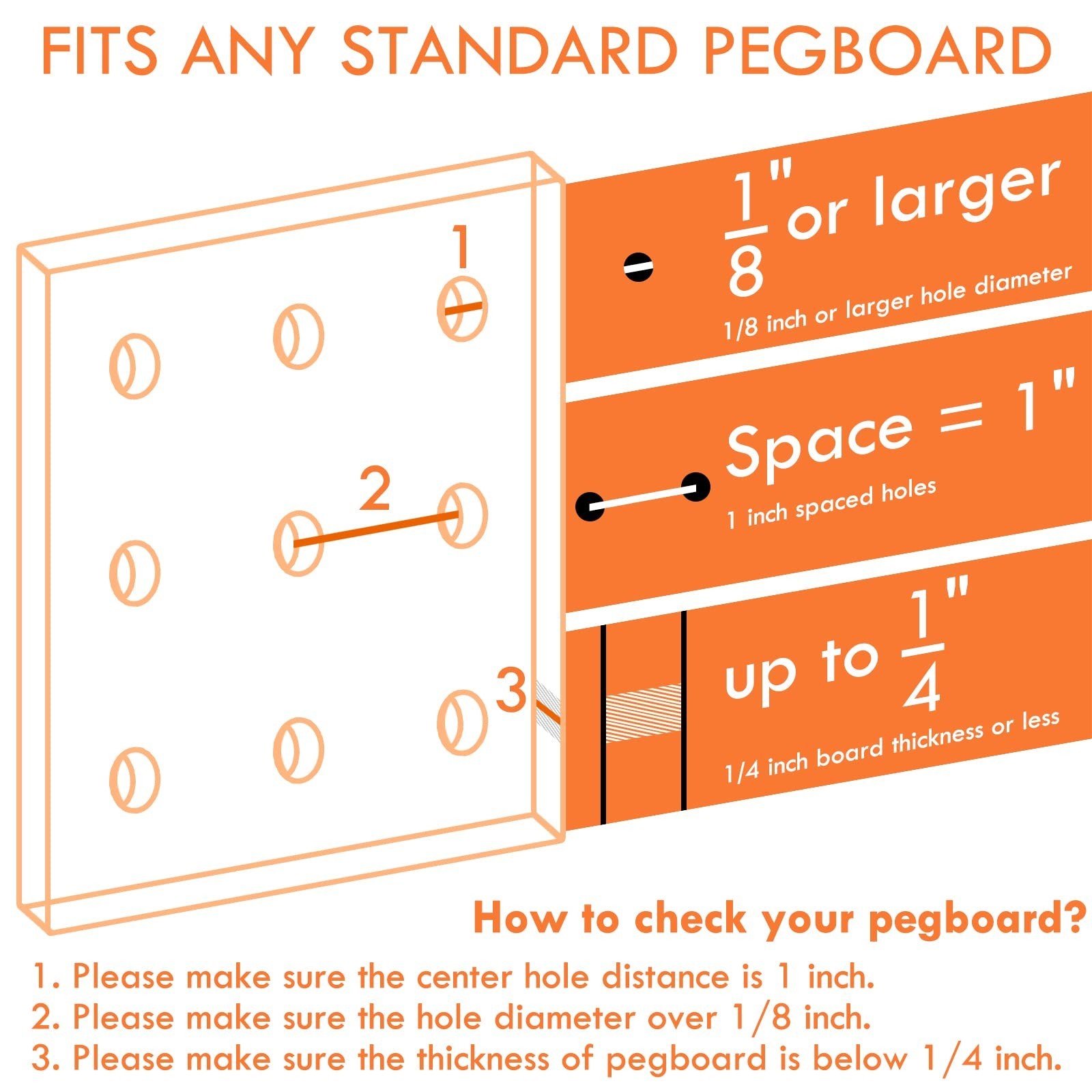 G.CORE Large Pegboard Cups Peg Board Storage Bin 6 Pack with Hooks, Square Bo...