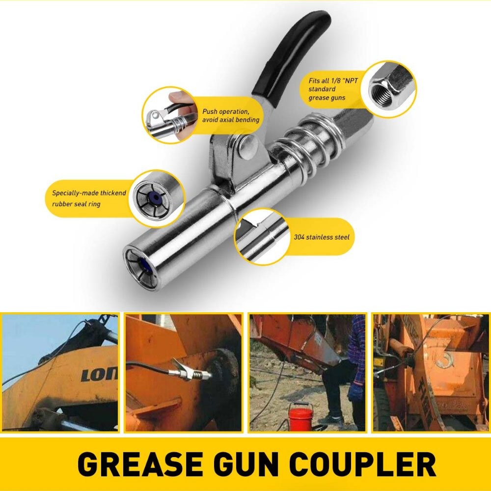 NEW Grease Gun Coupler locks on doesn't leak rated over 10 000 PSI