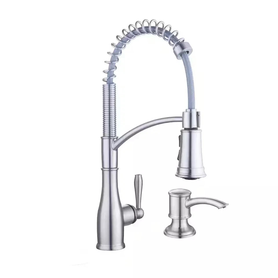Glacier Bay Mandouri Single Handle Spring Neck Pull Down Sprayer Kitchen Faucet