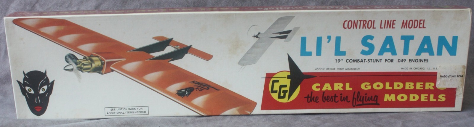 Vintage Carl Golberg Li'L Satan Control Line Stunt Airplane No. 23 Kit G12