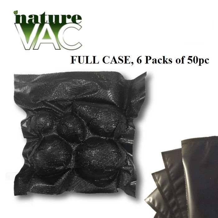 6 Pack NatureVAC 15''x20'' 50pc Precut Vacuum Seal Bags ALL BLACK USA FREE SHIP