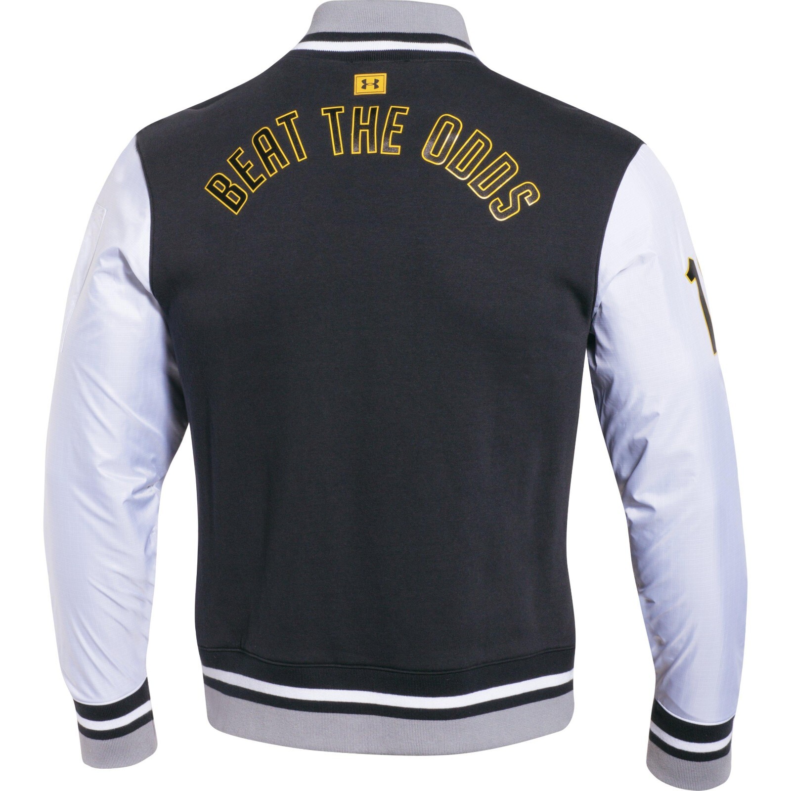Under Armour BEAT THE ODDS Varsity sweat shirt Bomber Track Jacket Mens sz L nwt