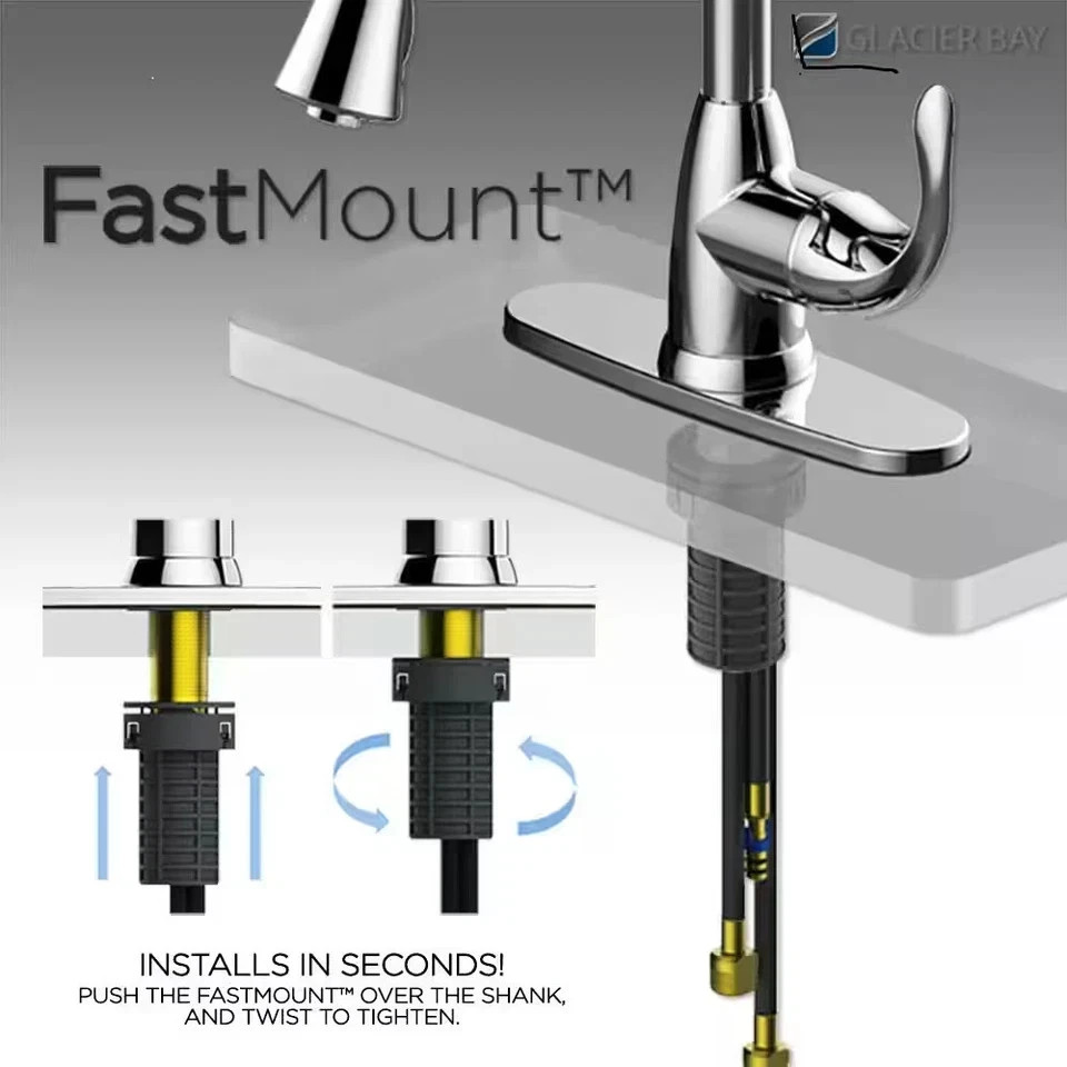 Glacier Bay Mandouri Single Handle Spring Neck Pull Down Sprayer Kitchen Faucet