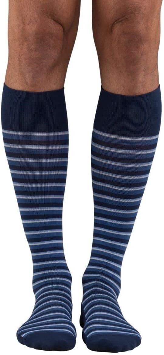 Dr. Comfort Everyday Style Multi Stripe XL Blue 15-20 mmHg Unisex Compression Su
