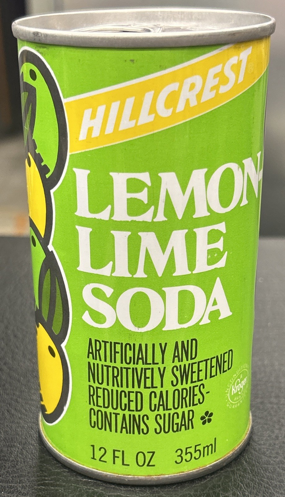 Vintage HILLCREST Lemon-Lime Soda 12 Oz. Steel Sealed Pull Tab EMPTY Can