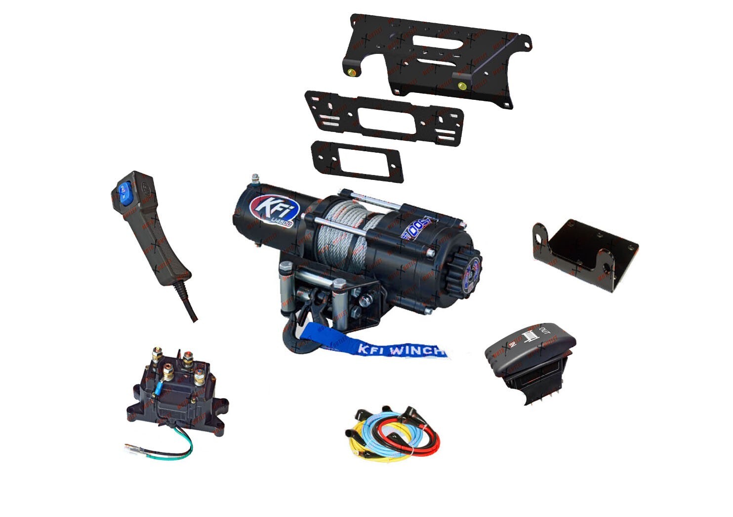 Polaris Pro XD Ranger Winch and Mount Plate Kit 2019-2024 4500 lbs KFI UTV Crew