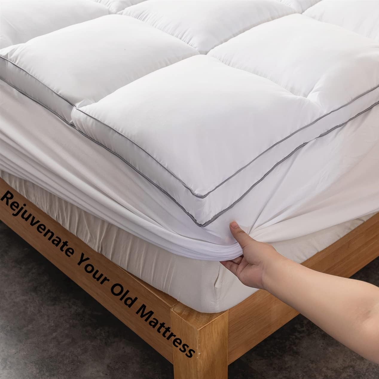 DROVAN Mattress Topper Queen Size - Extra Thick Pad Queen, White
