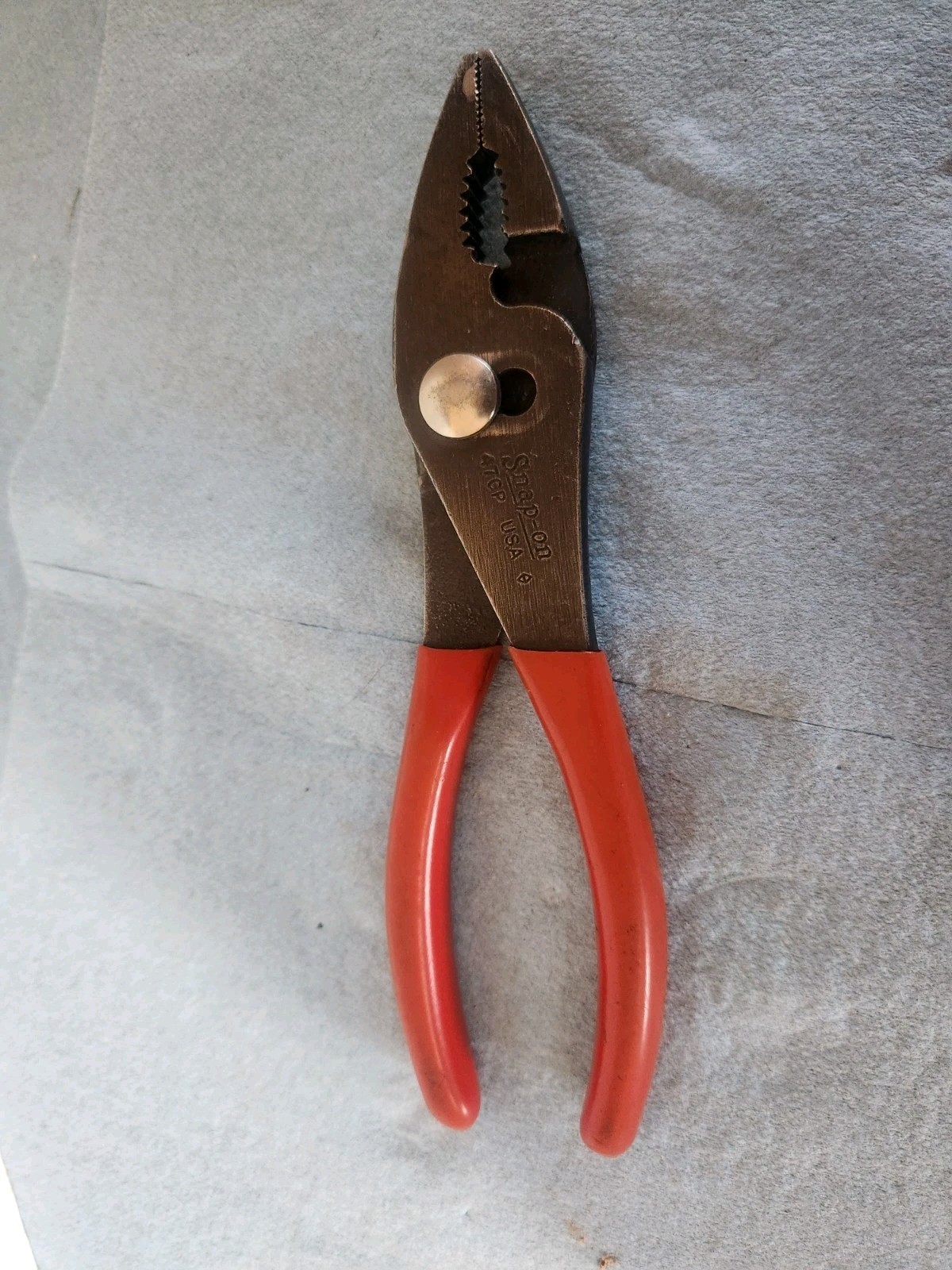 Snap On#47CP - 7 1/2" Long, Red Soft Griped, Slip Joint Pliers/Cutters-USA-NICE-
