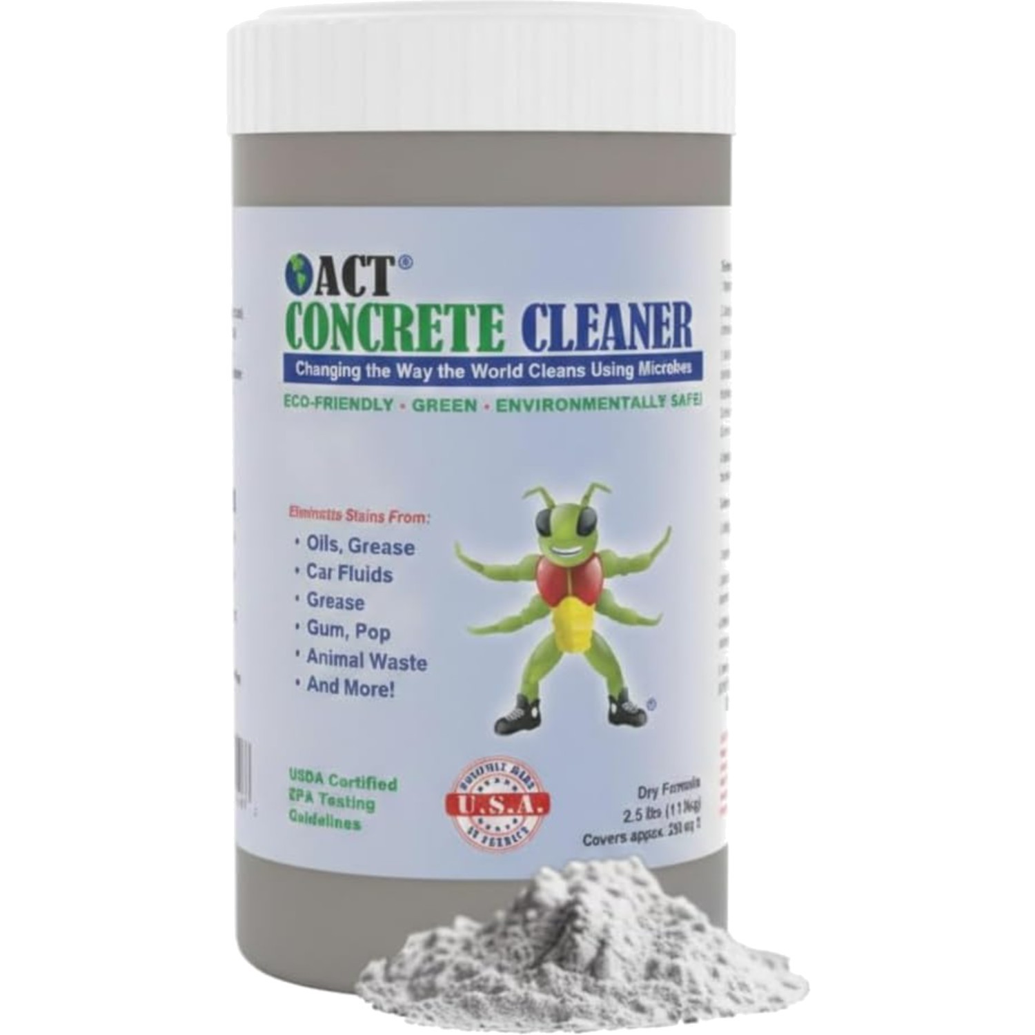 Act Concrete Cleaner Eco Friendly Dry Powder Oil Stain Remover 2 5 Lb