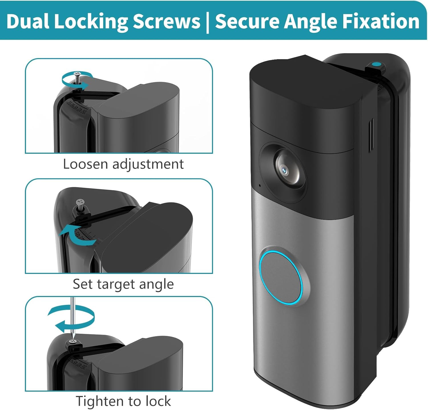30-55 Degree Adjustable Doorbell Mount for Ring Battery & Wired Standard/Plus/Pr