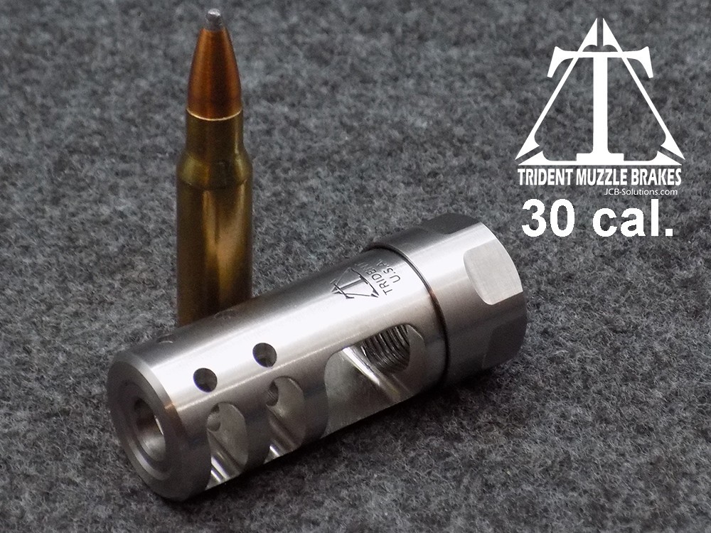 5/8x24 Self Timing 30 cal.  Stainless Muzzle brake Made in the U.S.A.