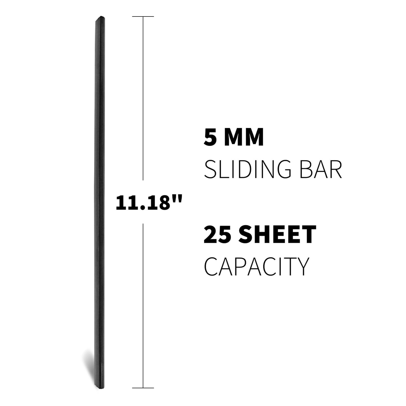 25 Pack Binding Bars, 25-Sheet Capacity Slide Grip Binding Bars, Black, 5mm T...