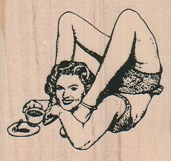 Contortionist Lady 2 1/2 x 2 1/4" Rubber Stamp, Woman Stamp, Lady Stamp